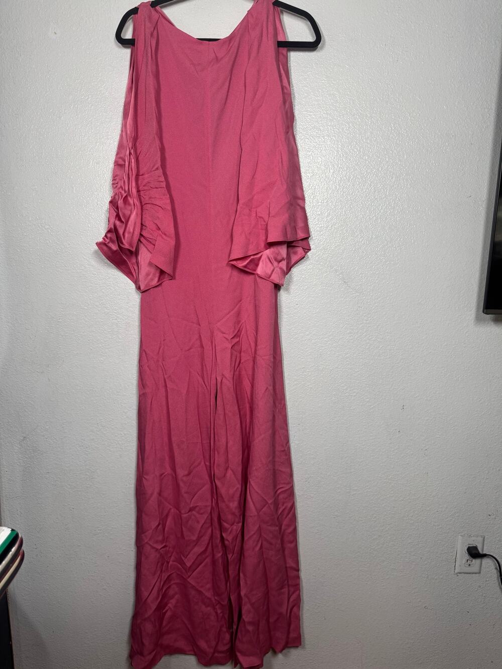 New Massimo Dutti Jumpsuit Pink Sz 4 Wide Leg Butterfly Sleeve Flowy